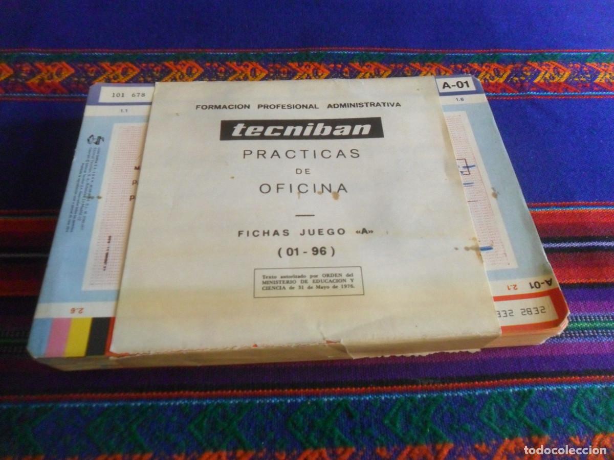 Documentos bancarios: TECNIBAN PR&Aacute;CTICAS DE OFICINA COMPLETO PRECINTADO 96 FICHAS PAGAR&Eacute;S, TALONES, CHEQUES BANCARIOS 1971