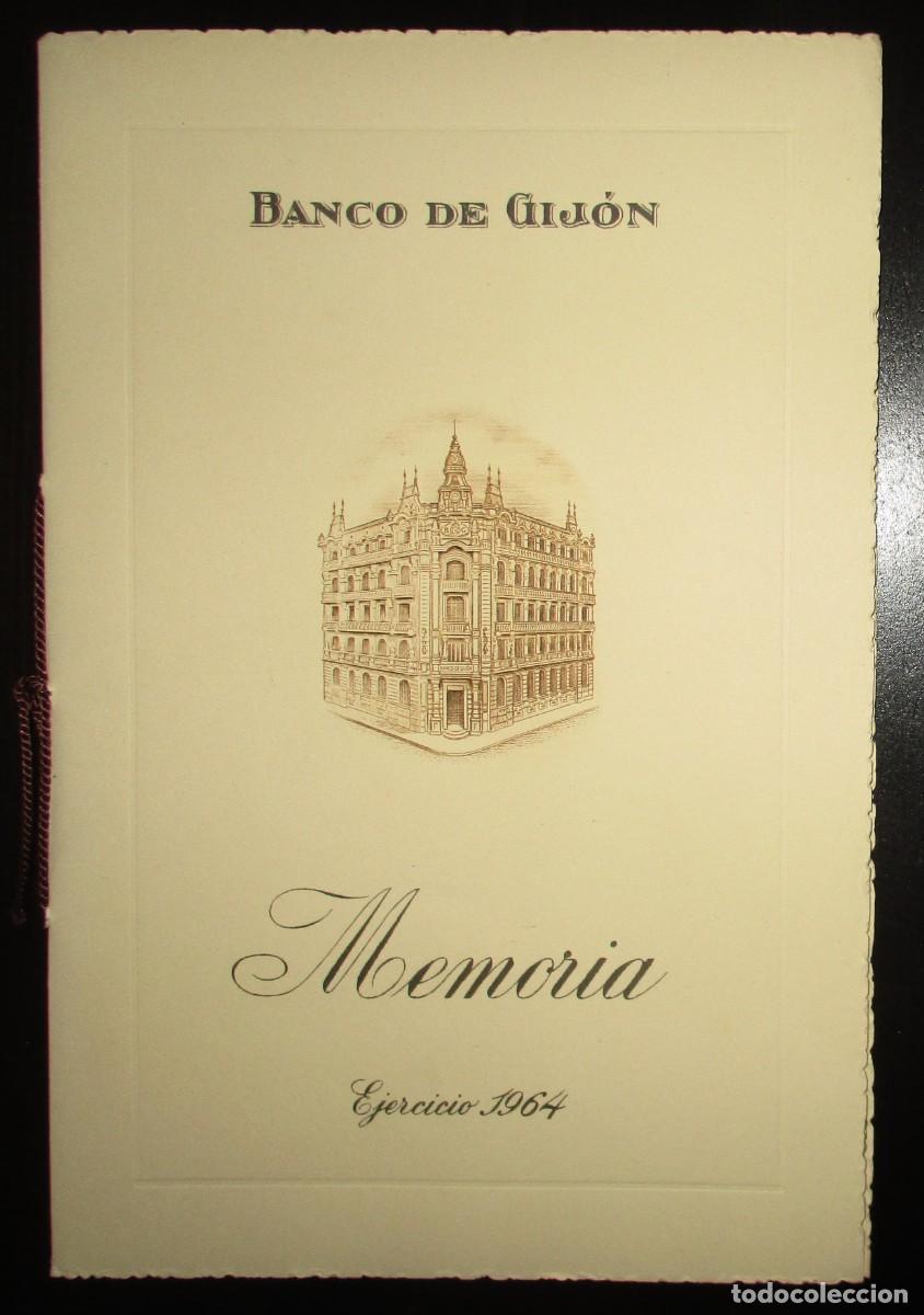 Documentos bancarios: MEMORIA DEL BANCO DE GIJ&Oacute;N, EJERCICIO 1964. CON TARJETAS DE VISITA DEL PRESIDENTE Y DIRECTOR GRAL.
