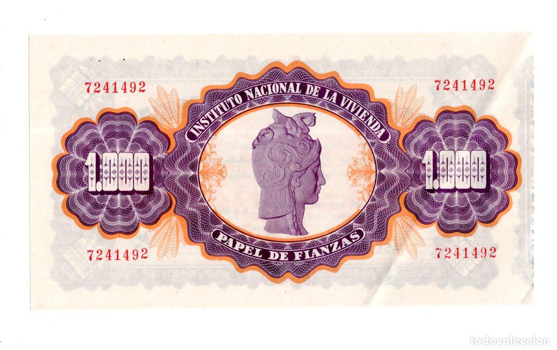 Documentos bancarios: PAPEL DE FIANZAS DE 1.000 PESETAS EMITIDO POR EL INSTITUTO NACIONAL DE LA VIVIENDA.
