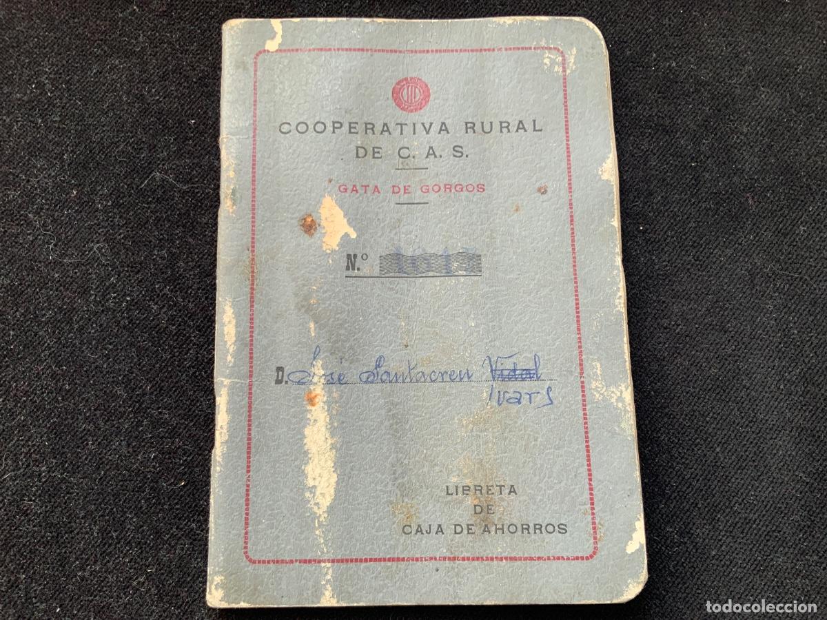 Documentos bancarios: Antigua libreta de caja de ahorros, cooperativa rural de C.A.S , Gata de Gorgos , 1967.