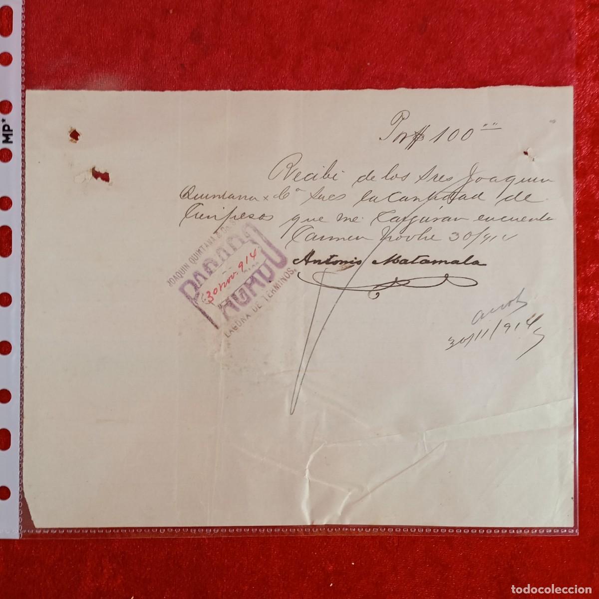 Documentos bancarios: RECIBO COMERCIAL - ANTONIO MATAMALA - 1914 - HERMANOS MATAMALA - EXPORTADORES - VILASAR / 3372