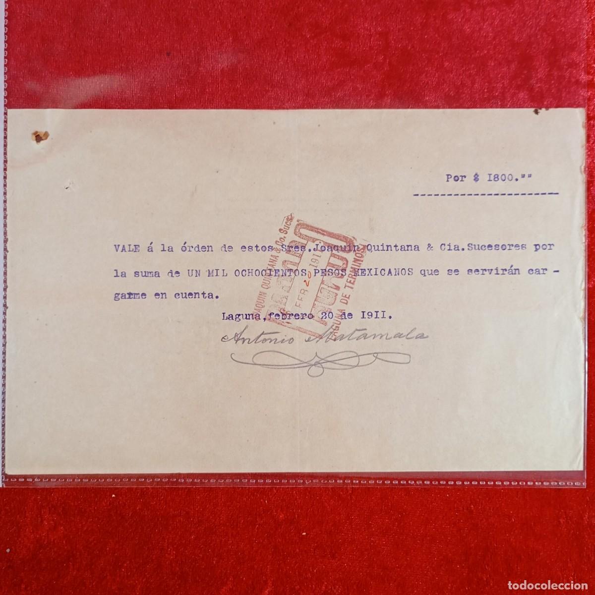 Documentos bancarios: RECIBO COMERCIAL - JOAQUIN QUINTANA - ANTONIO MATAMALA - 1911 - MATAMALA EXPORTACION -VILASAR / 3388
