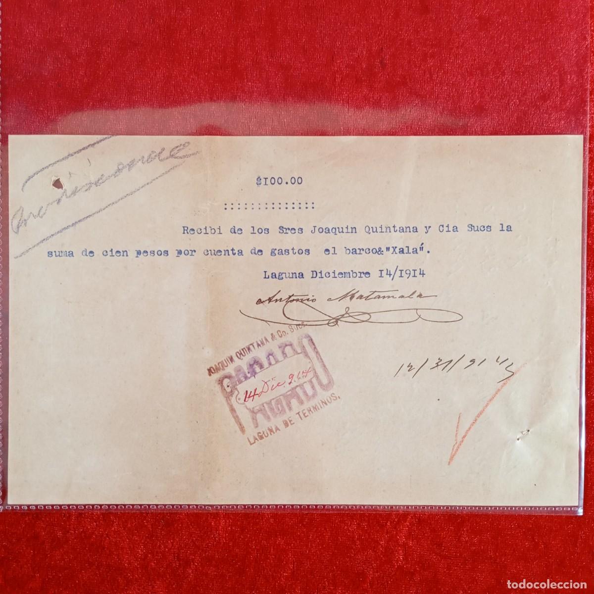 Documentos bancarios: RECIBO COMERCIAL - JOAQUIN QUINTANA - 1914 - ANTONIO MATAMALA - EXPORTACION - VILASAR / 3430