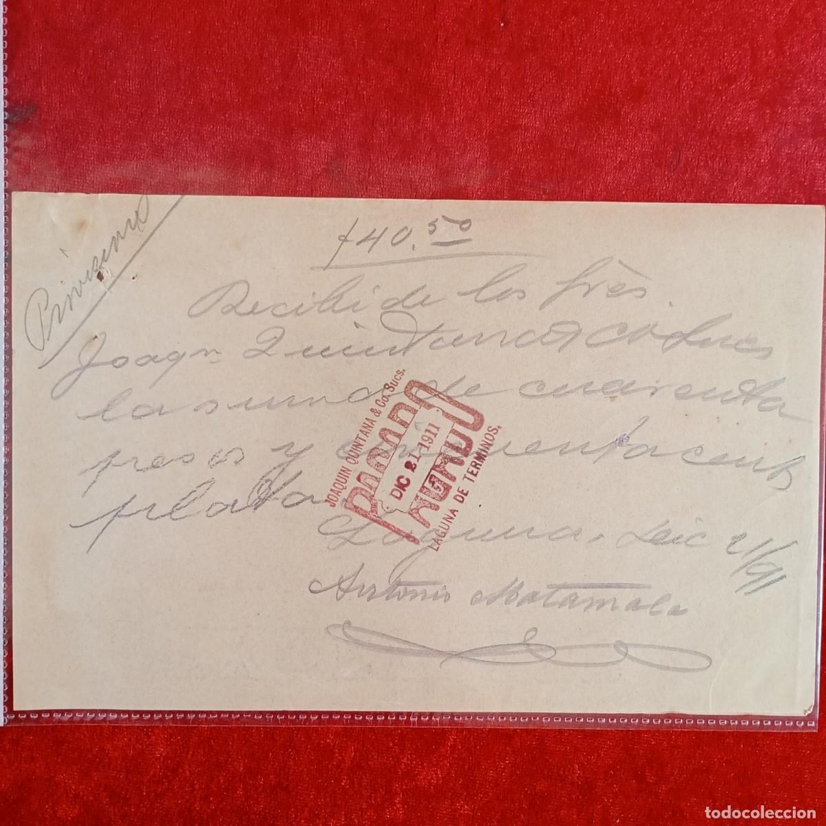 Documentos bancarios: RECIBO COMERCIAL - JOAQUIN QUINTANA - HERMANOS MATAMALA - 1911 - EXPORTACION - VILASAR / 3519