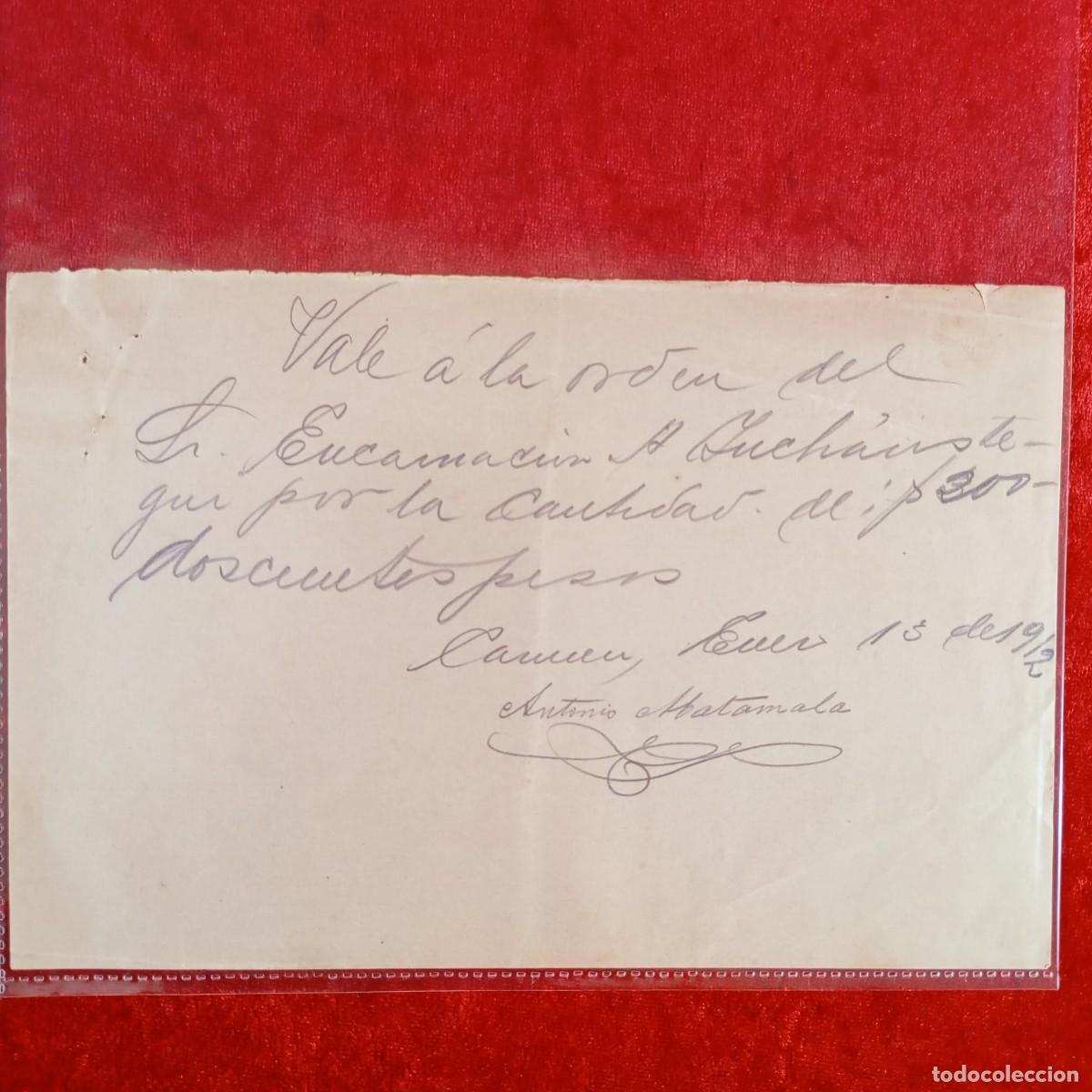 Documentos bancarios: RECIBO COMERCIAL - ANTONIO MATAMALA - HERMANOS MATAMALA - 1912 - EXPORTACION - VILASAR / 3528