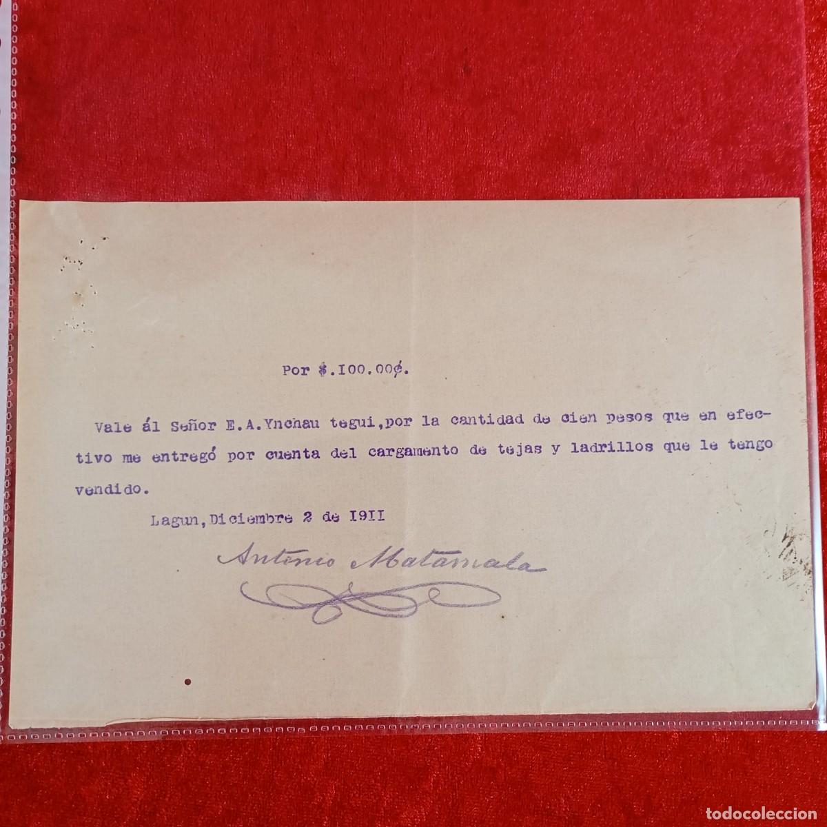 Documentos bancarios: RECIBO COMERCIAL - E.A. YNCHAU - HERMANOS MATAMALA - 1911 - EXPORTACION - VILASAR / 3530