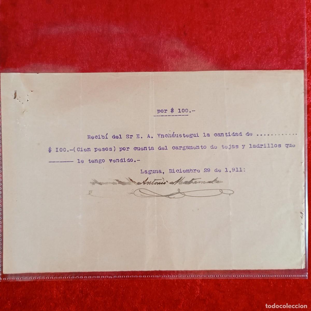 Documentos bancarios: RECIBO COMERCIAL - E.A. YNCHAUSTEGUI - HERMANOS MATAMALA - 1911 - EXPORTACION - VILASAR / 3531