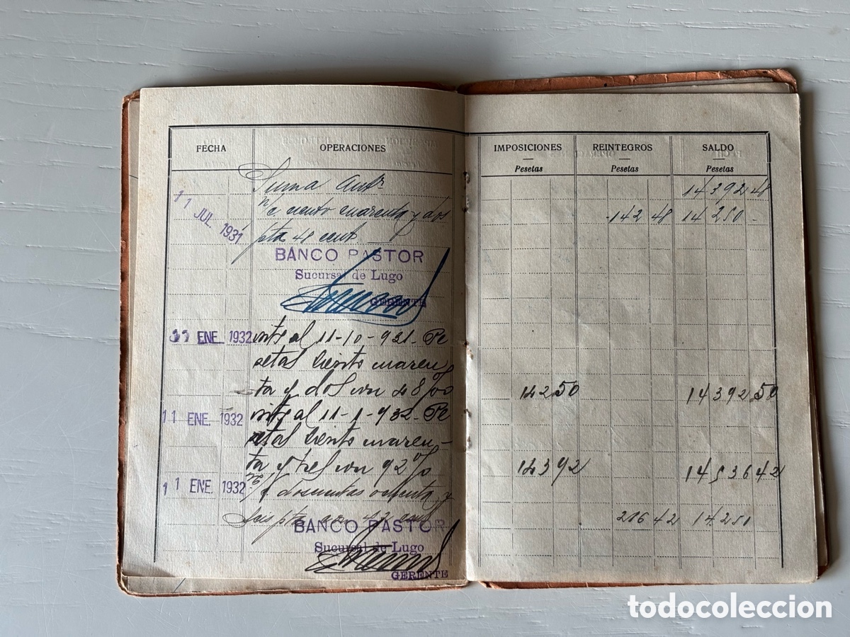 Documentos bancarios: Libreta Cuenta Corriente Banco Pastor 1929 - Foto 6