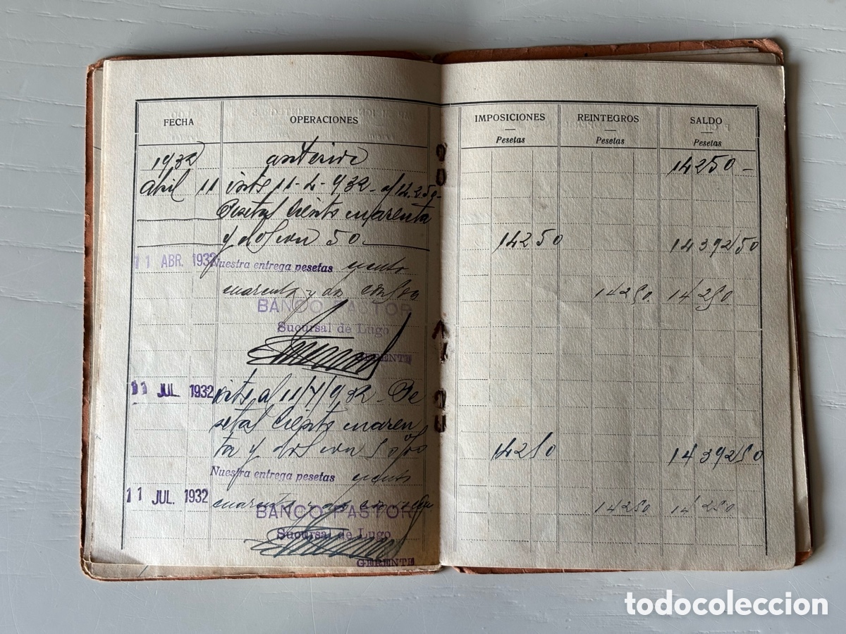Documentos bancarios: Libreta Cuenta Corriente Banco Pastor 1929 - Foto 7