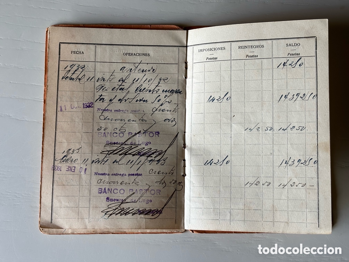 Documentos bancarios: Libreta Cuenta Corriente Banco Pastor 1929 - Foto 8