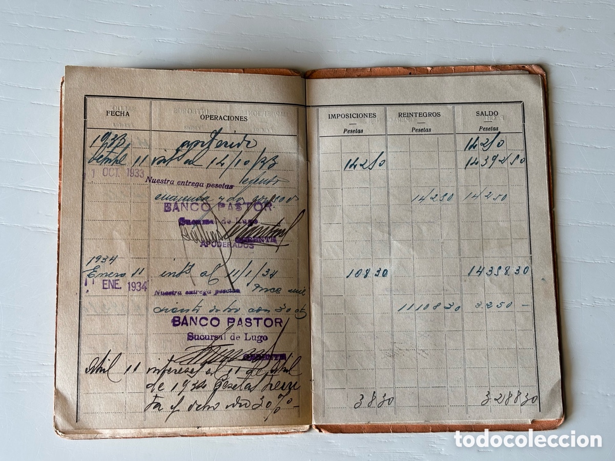 Documentos bancarios: Libreta Cuenta Corriente Banco Pastor 1929 - Foto 10