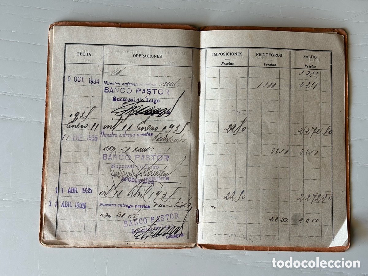 Documentos bancarios: Libreta Cuenta Corriente Banco Pastor 1929 - Foto 12