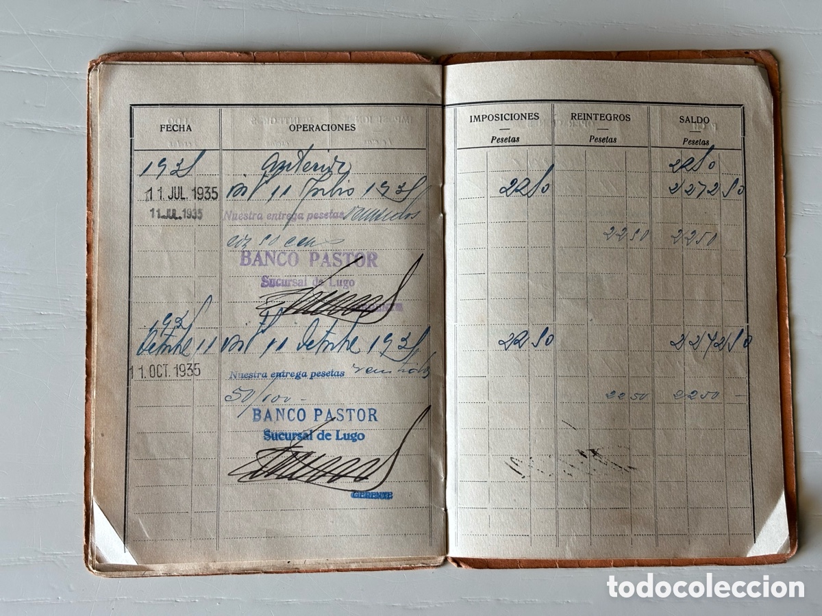 Documentos bancarios: Libreta Cuenta Corriente Banco Pastor 1929 - Foto 13