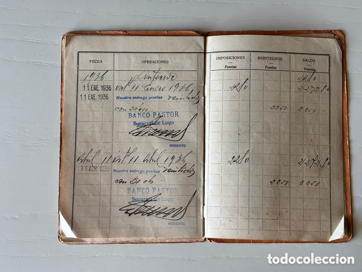 Documentos bancarios: Libreta Cuenta Corriente Banco Pastor 1929 - Foto 14