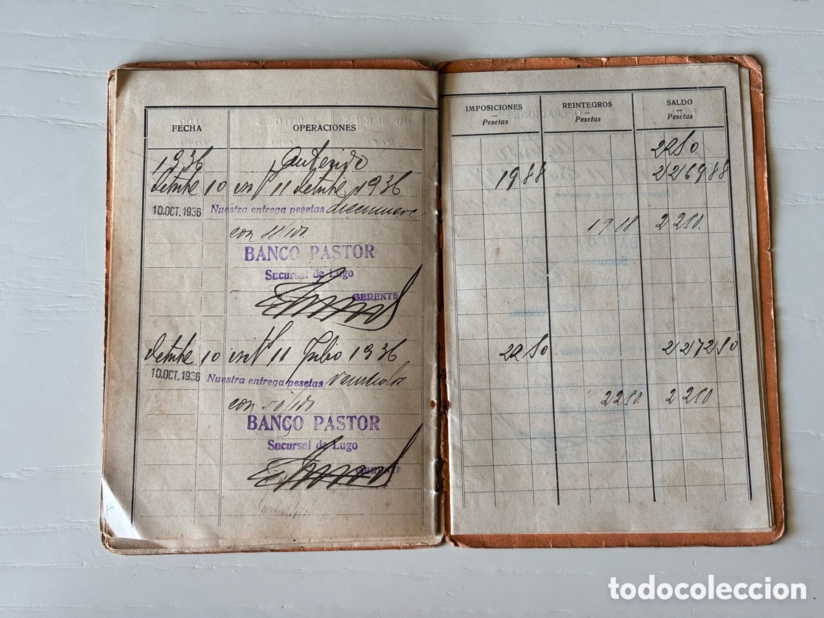 Documentos bancarios: Libreta Cuenta Corriente Banco Pastor 1929 - Foto 15