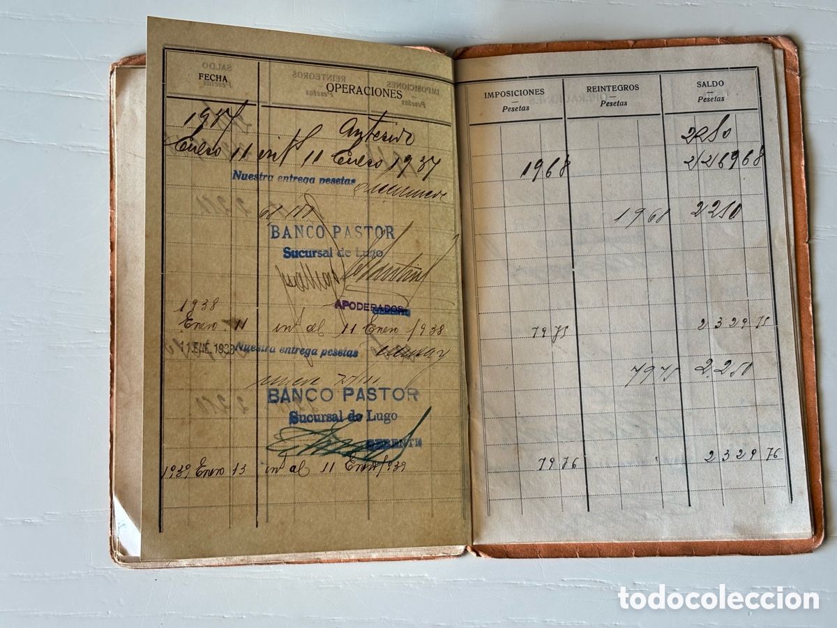 Documentos bancarios: Libreta Cuenta Corriente Banco Pastor 1929 - Foto 16