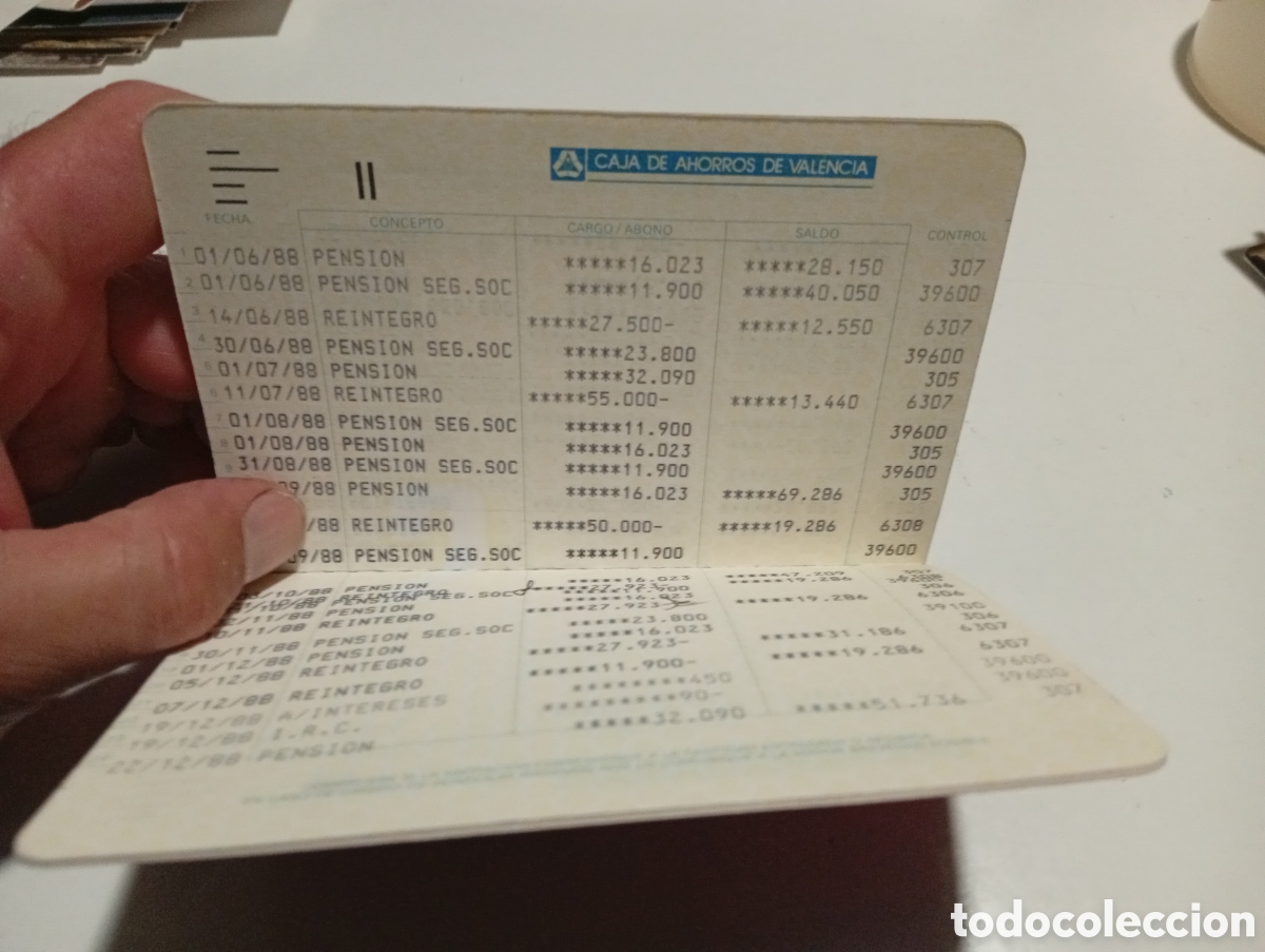 Documentos bancarios: Libreta Servicio Caja de Ahorros de Valencia 1988 - Foto 3