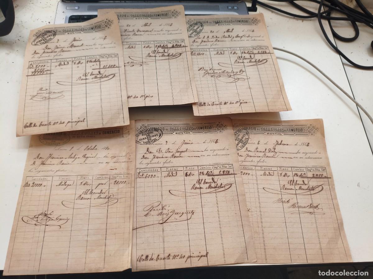 Documentos bancarios: 6 documentos COLEGIO DE CORREDORES DE COMERCIO VALENCIA 1860 1866. - Foto 1