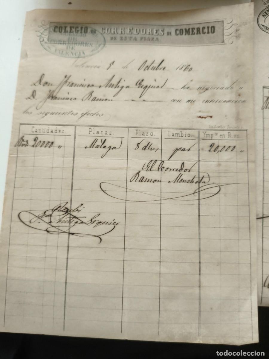 Documentos bancarios: 6 documentos COLEGIO DE CORREDORES DE COMERCIO VALENCIA 1860 1866. - Foto 4