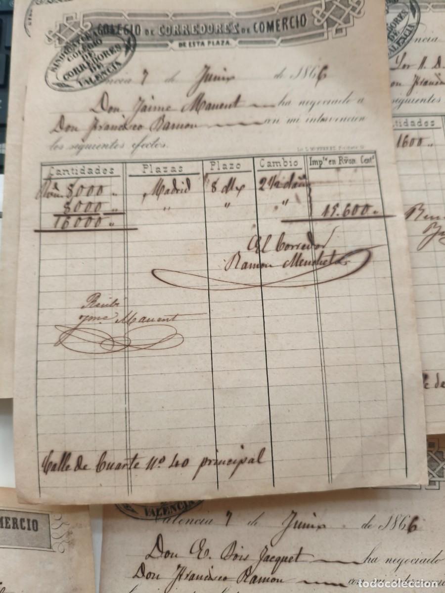 Documentos bancarios: 6 documentos COLEGIO DE CORREDORES DE COMERCIO VALENCIA 1860 1866. - Foto 7