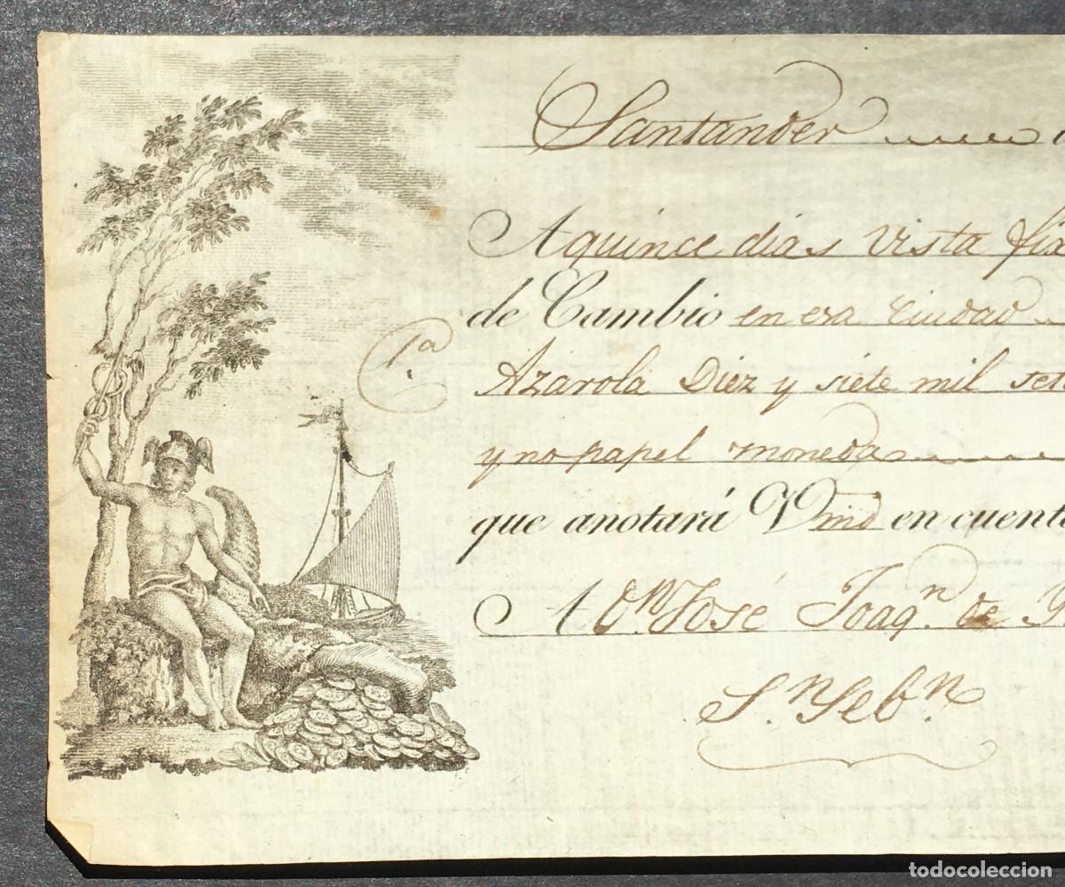 Documentos bancarios: A&ntilde;o 1818 - Letra de cambio - Santander - 17.055 reales de Vell&oacute;n
