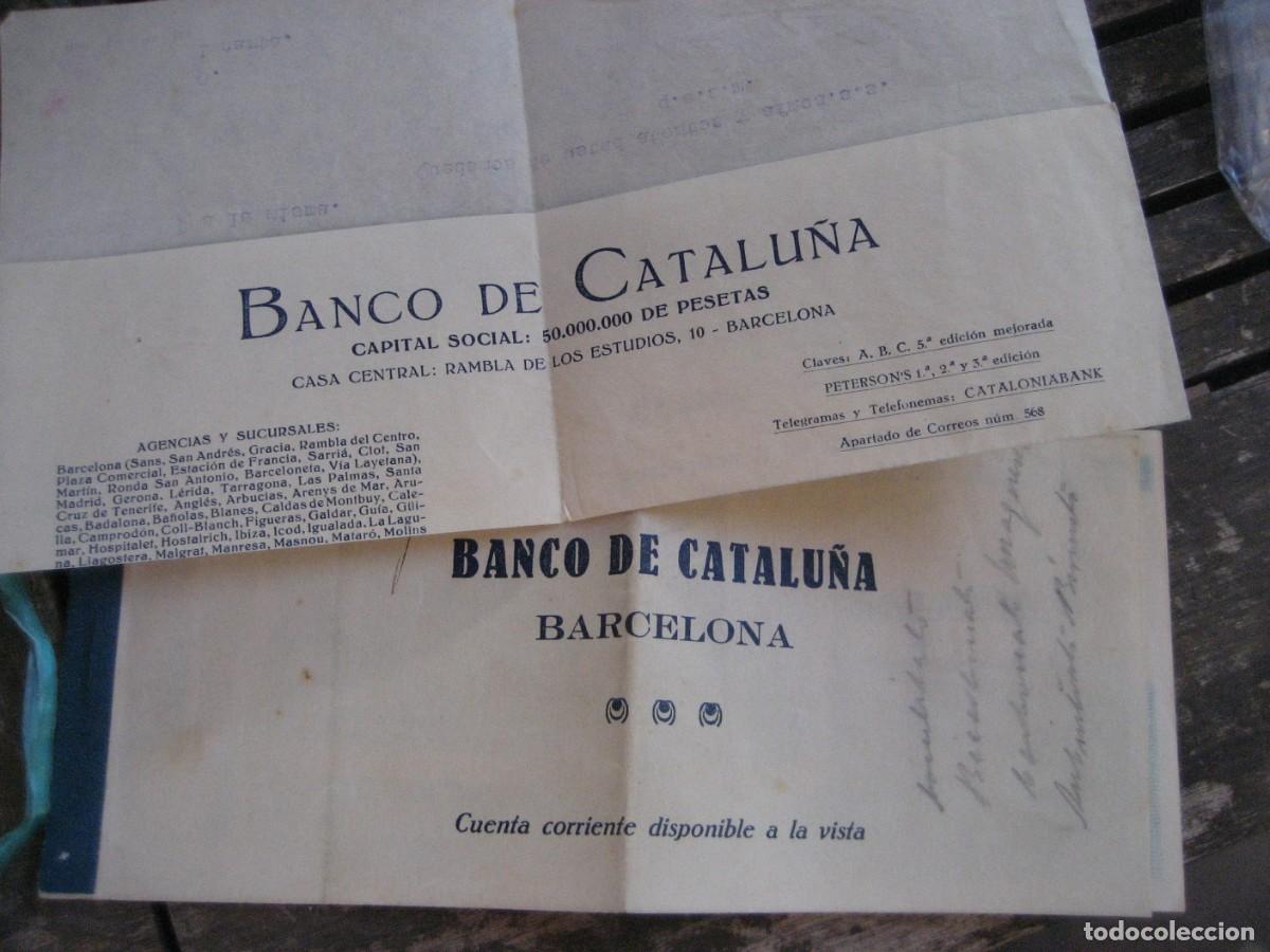 Documentos bancarios: Talonario de cheques del Banco de Catalu&ntilde;a y carta - 1929 y 1931.