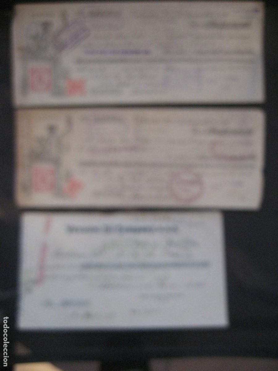 Documentos bancarios: 3 recibos Vacuum oil Company 1923 , 2 Banco de Vizcaya 1923 . caixa de pensions