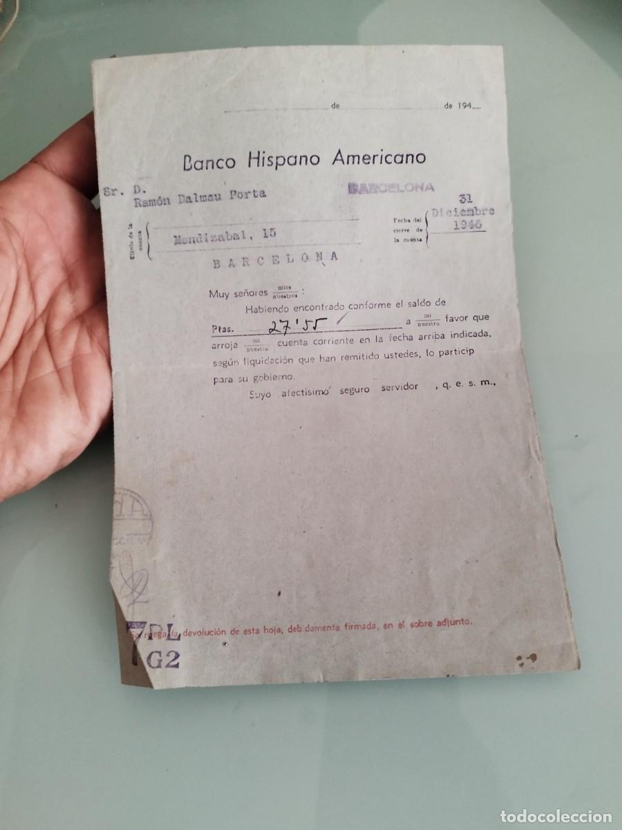 Bank Documents: Antiguo documento de Banco Hispano Americano en Barcelona. A&ntilde;o 1946.