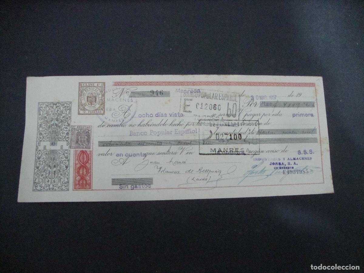 Documentos bancarios: ANTIGUA LETRA DE CAMBIO ACEPTADA A&Ntilde;OS 50