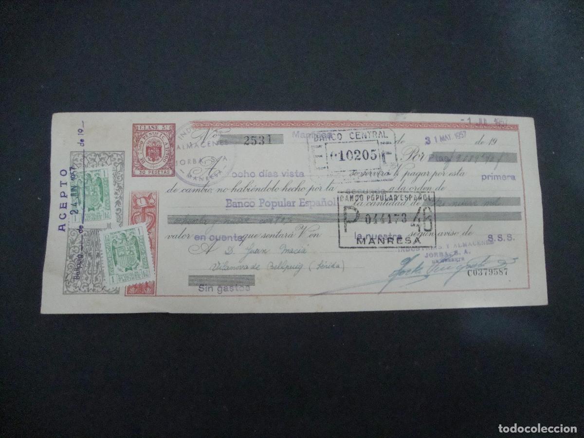 Documentos bancarios: ANTIGUA LETRA DE CAMBIO ACEPTADA A&Ntilde;OS 50
