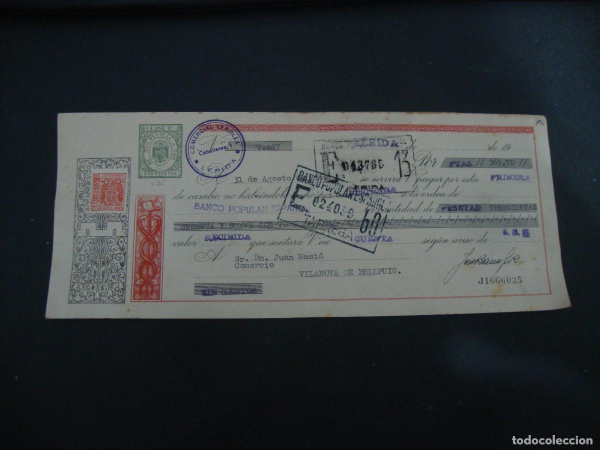 Documentos bancarios: ANTIGUA LETRA DE CAMBIO ACEPTADA A&Ntilde;OS 50