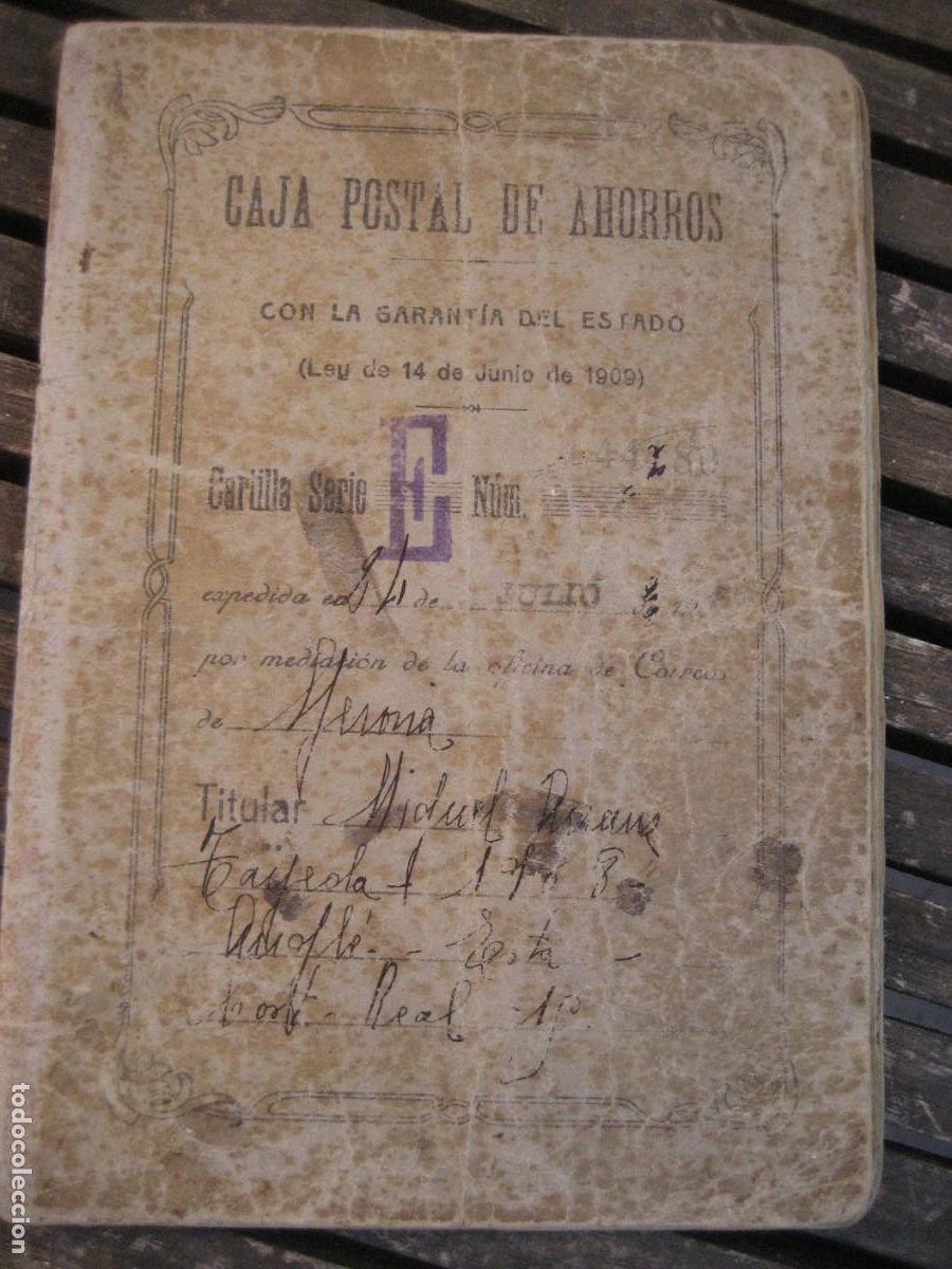 Documentos bancarios: libreta cartilla de caja postal de ahorros de 1926 a 1934 Girona . banco