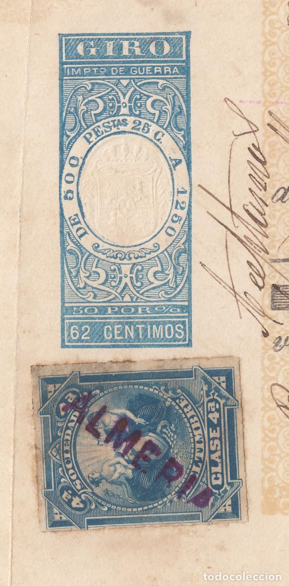 Documentos bancarios: 1879 LETRA CAMBIO 62 CTS SERIE D DE 1878 SELLO CLASE 4&ordf; VICENTE MARCO ALMERIA, JUSTO GUTZ VELEZ SANT