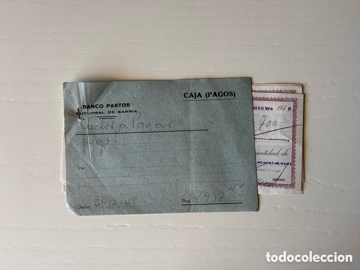 Documentos bancarios: Lote cheques Banco Pastor (3)Lugo (1)Betanzos 1948