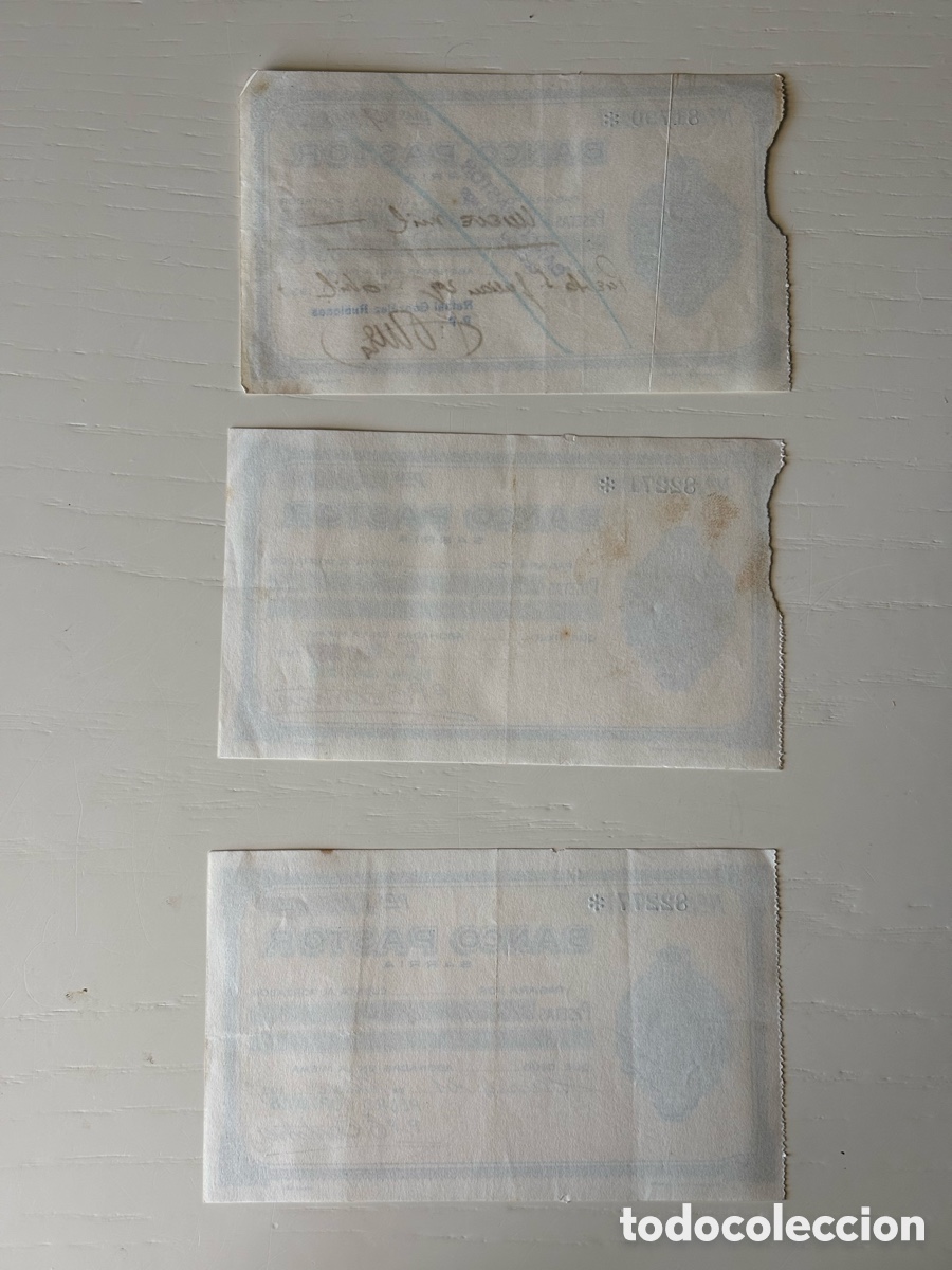Documentos bancarios: Tr&iacute;o cheques Banco Pastor 1937 - Foto 2