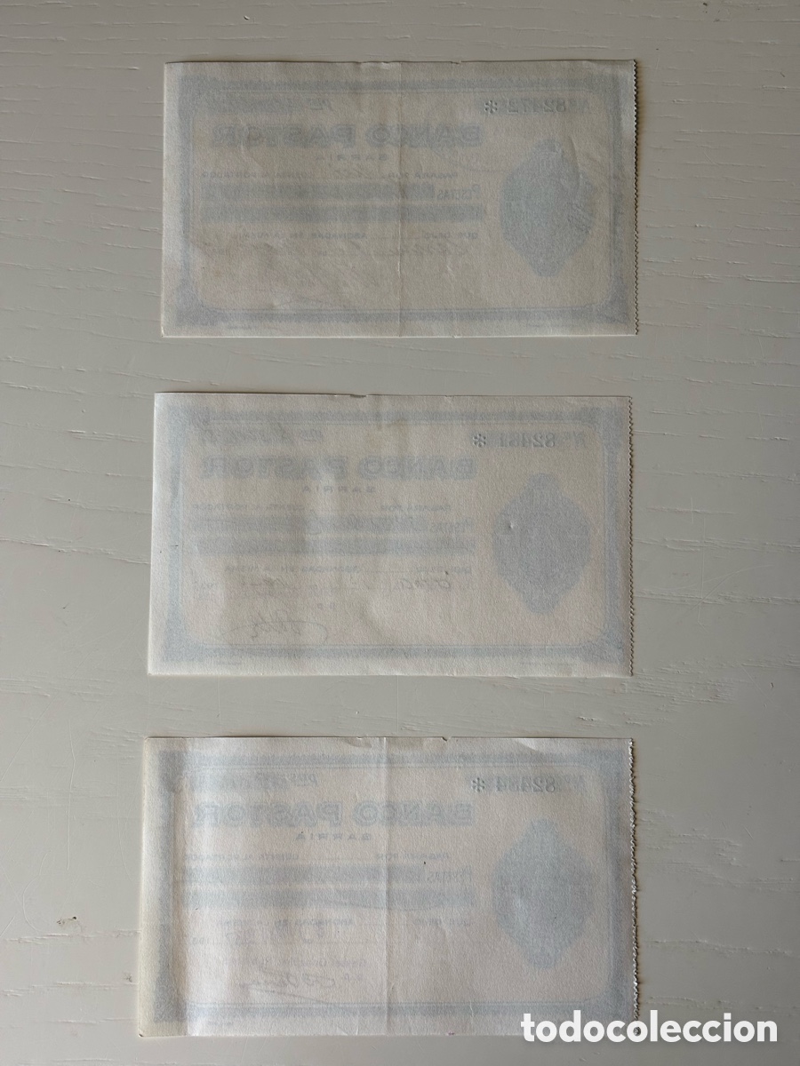 Documentos bancarios: Tr&iacute;o cheques Banco Pastor 1937 - Foto 2