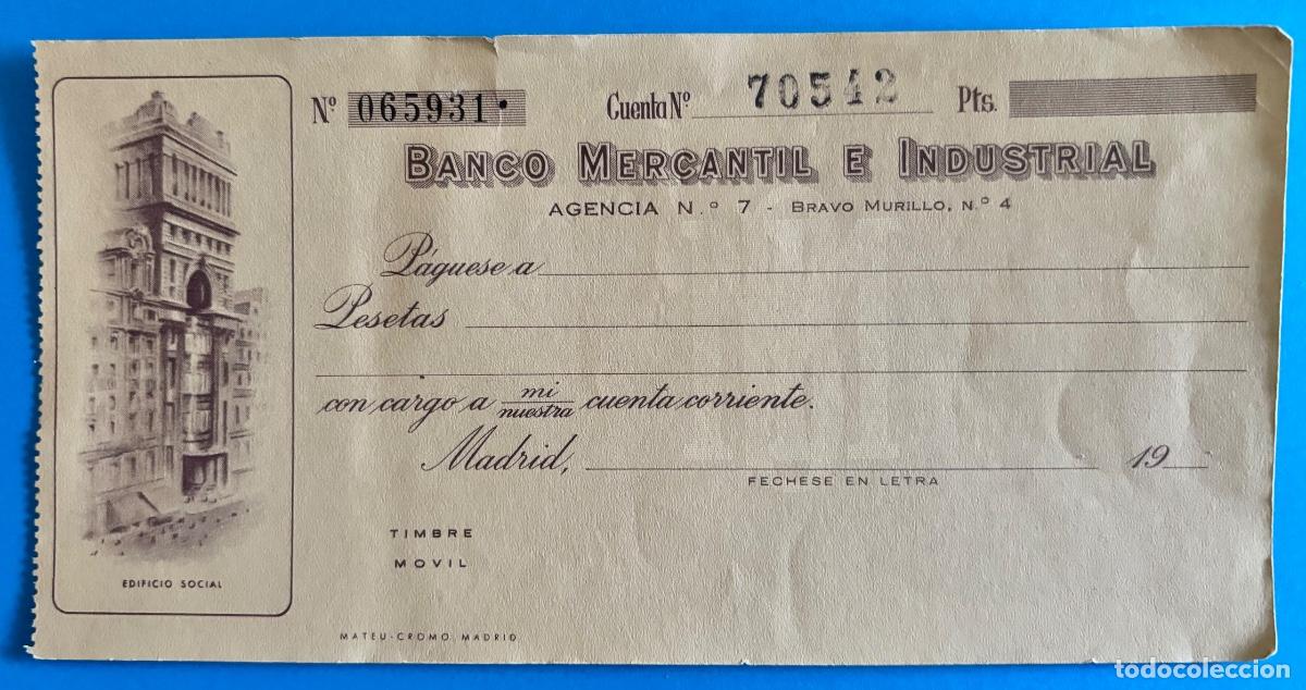 Documentos bancarios: BANCO MERCANTIL E INDUSTRIAL- PAGARE- MADRID- Ca. 1950