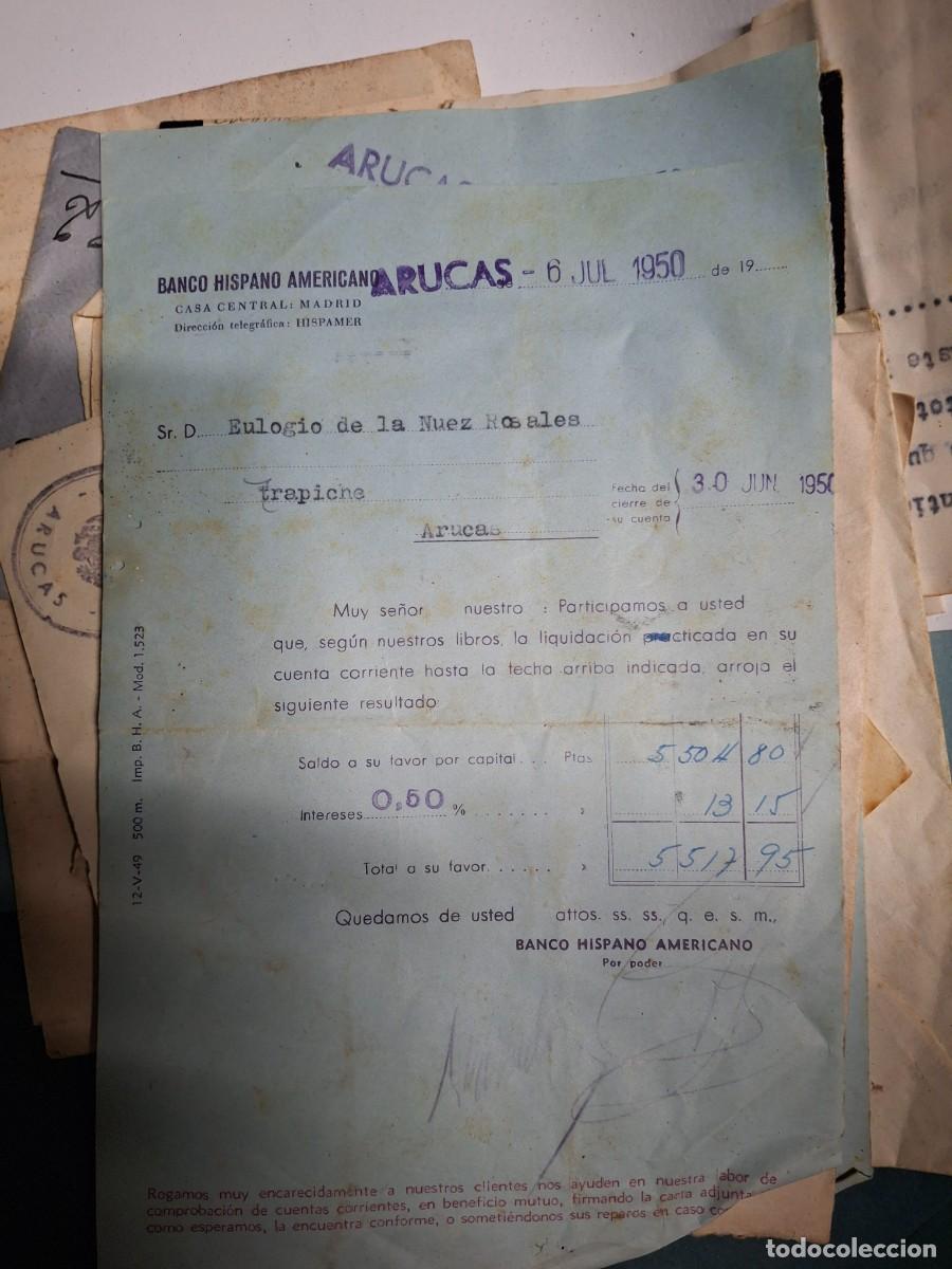 Documentos bancarios: Antiguo documento bancario Banco Hispano Americano Arucas 1950