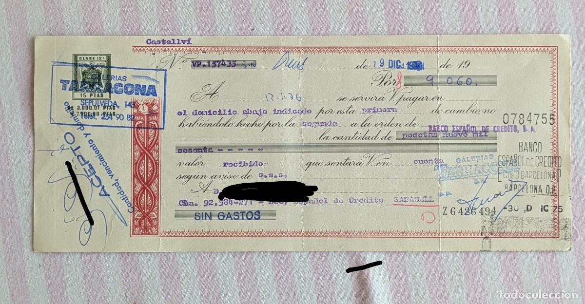 Documentos bancarios: Letra de Cambio. Banco Espa&ntilde;ol de Cr&eacute;dito