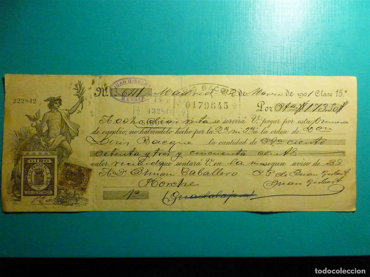 Documentos bancarios: ANTIGUA LETRA DE CAMBIO - PRIMERA DE CAMBIO - A&Ntilde;O 1901 - CLASE 15 -