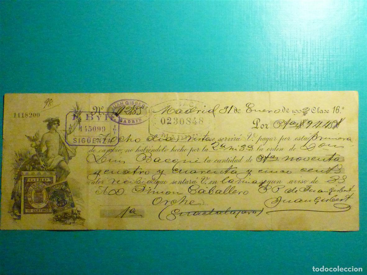 Documentos bancarios: Antigua Letra de cambio - Primera de Cambio - A&ntilde;o 1901 - Clase 16 -
