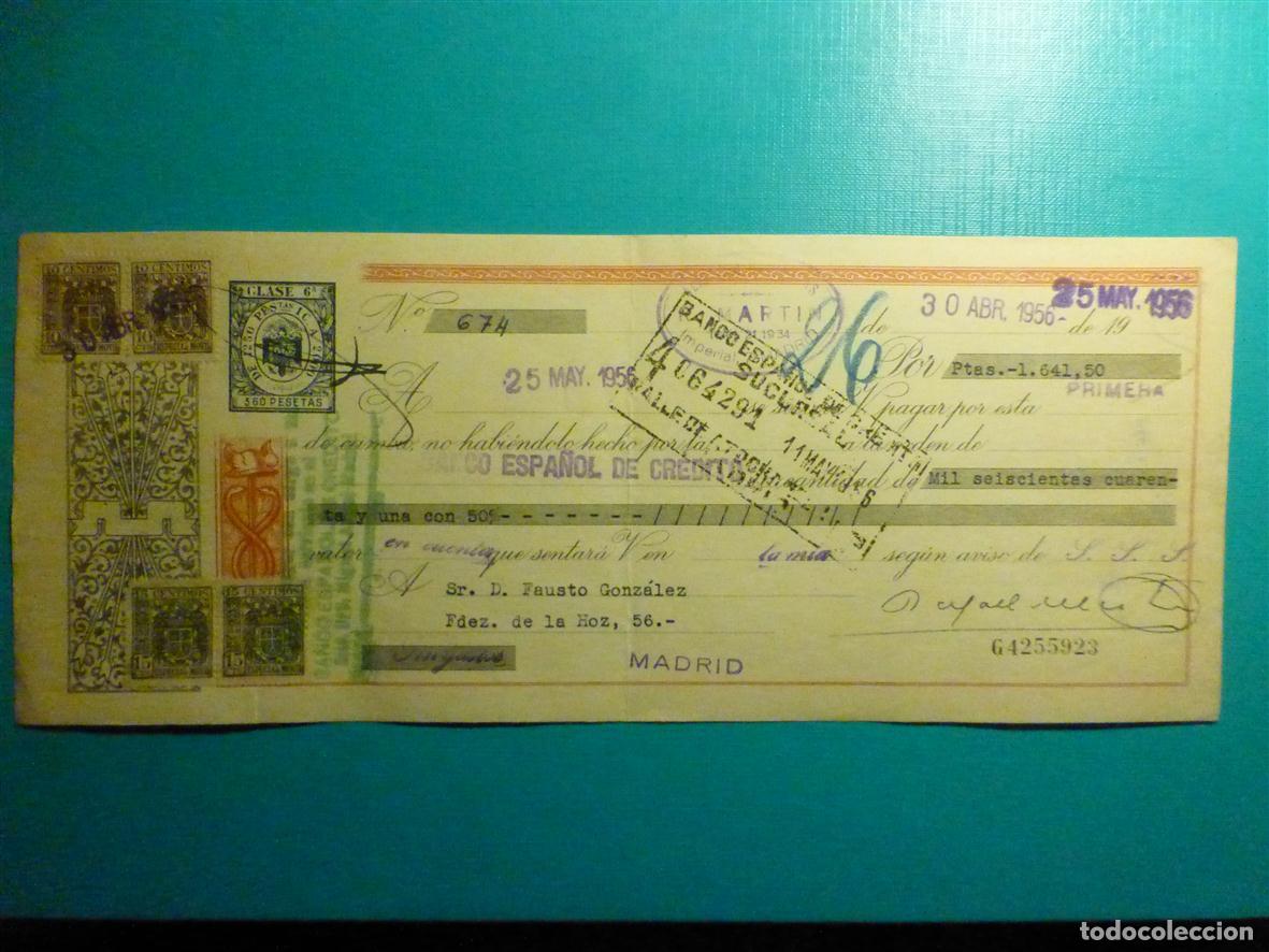 Documentos bancarios: Antigua Letra de cambio - Primera de Cambio - A&ntilde;o 1956 - Clase 6, 6&ordf; -