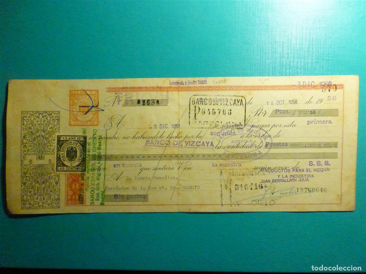 Documentos bancarios: Antigua Letra de cambio - Primera de Cambio - A&ntilde;o 1956 - Clase 7, 7&ordf; -