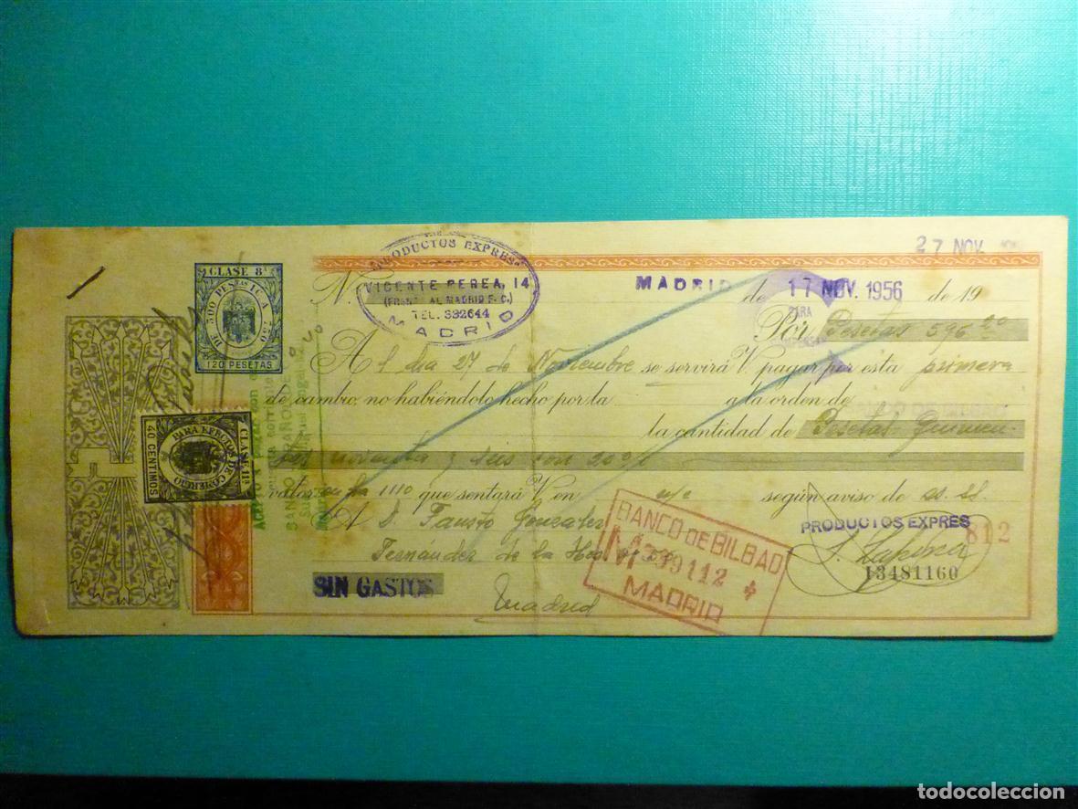 Documentos bancarios: Antigua Letra de cambio - Primera de Cambio - A&ntilde;o 1956 - Clase 9, 9&ordf; -