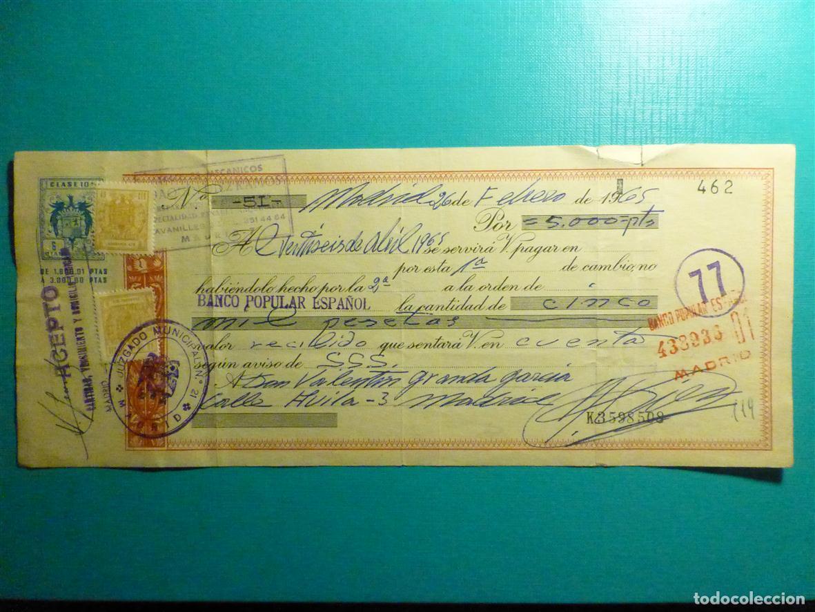Documentos bancarios: Antigua Letra de cambio - Primera de Cambio - A&ntilde;o 1956 - Clase 10, 10&ordf; -