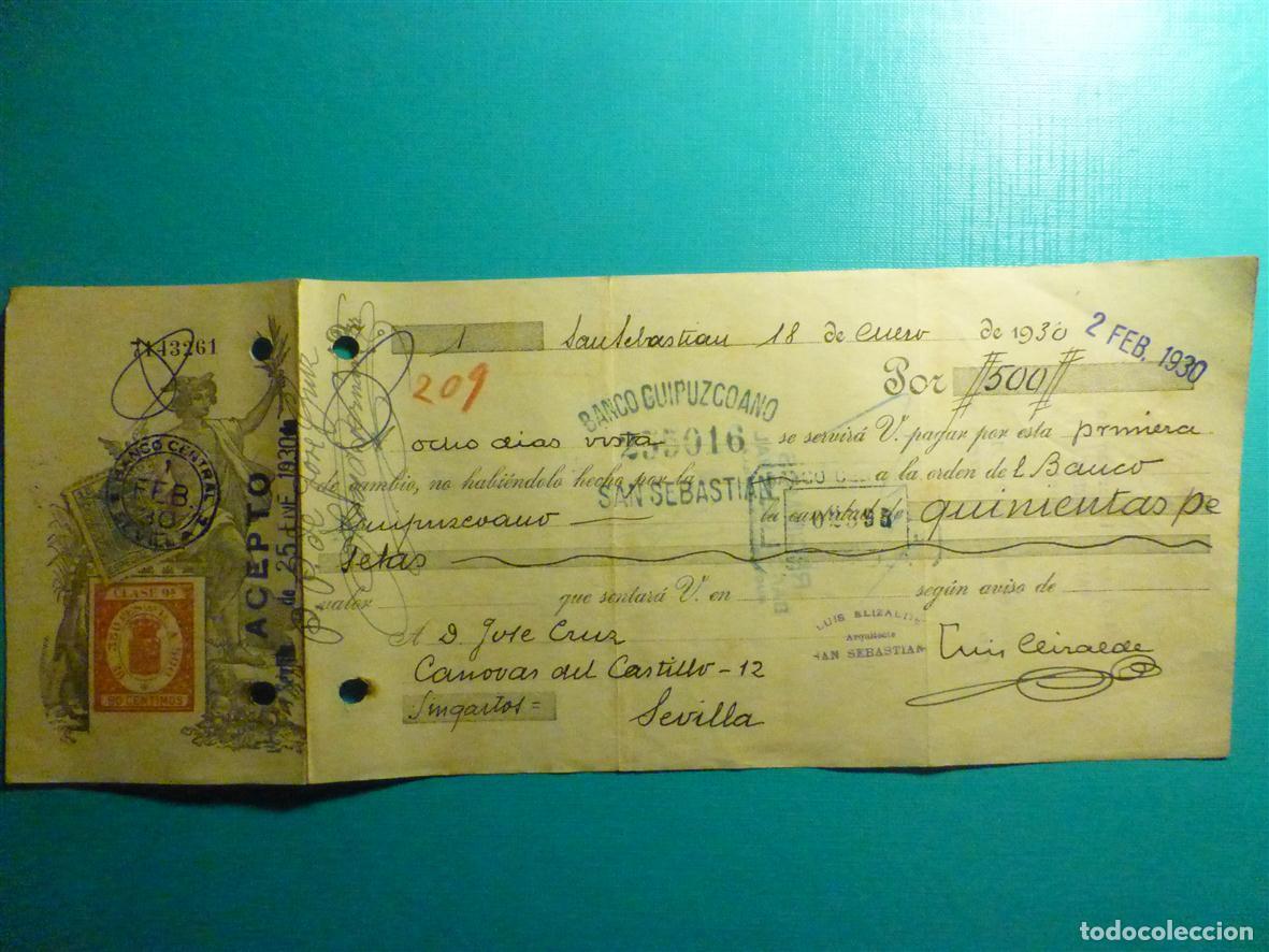 Documentos bancarios: Antigua Letra de cambio - Primera de Cambio - A&ntilde;o 1930 - Clase 9, 9&ordf; -