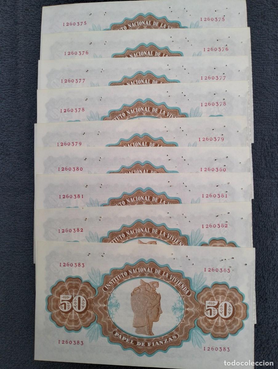 Documentos bancarios: PAPEL FIANZAS. 9 VALORES CORRELATIVOS DE 50 PTAS.A&Ntilde;OS 50