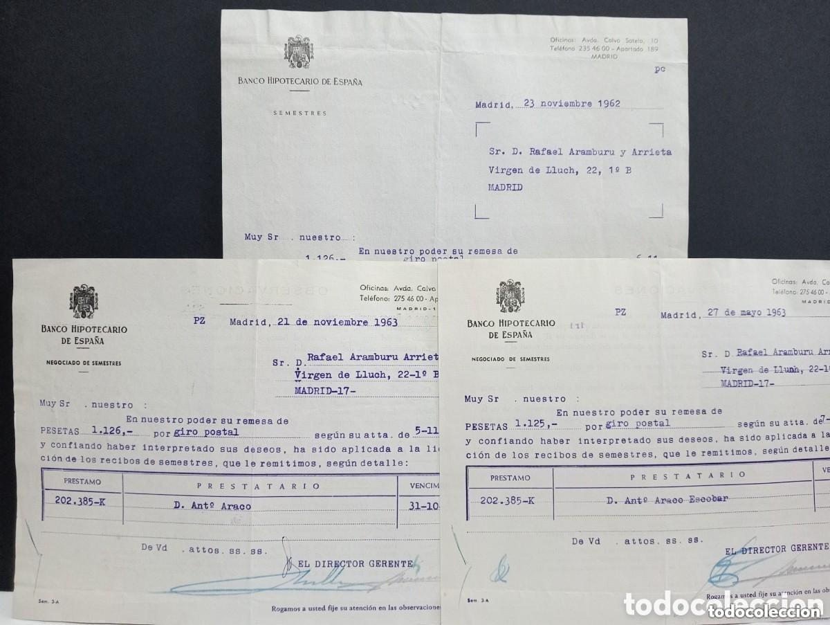 Documentos bancarios: BANCO HIPOTECARIO DE ESPA&Ntilde;A. NEGOCIADO DE SEMESTRES. LIQUIDACI&Oacute;N RECIBOS PRESTAMO. MADRID 1962