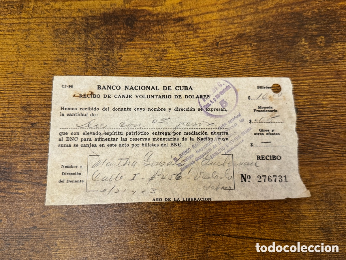 Documentos bancarios: Recibo del Banco Nacional de Cuba. - Foto 1