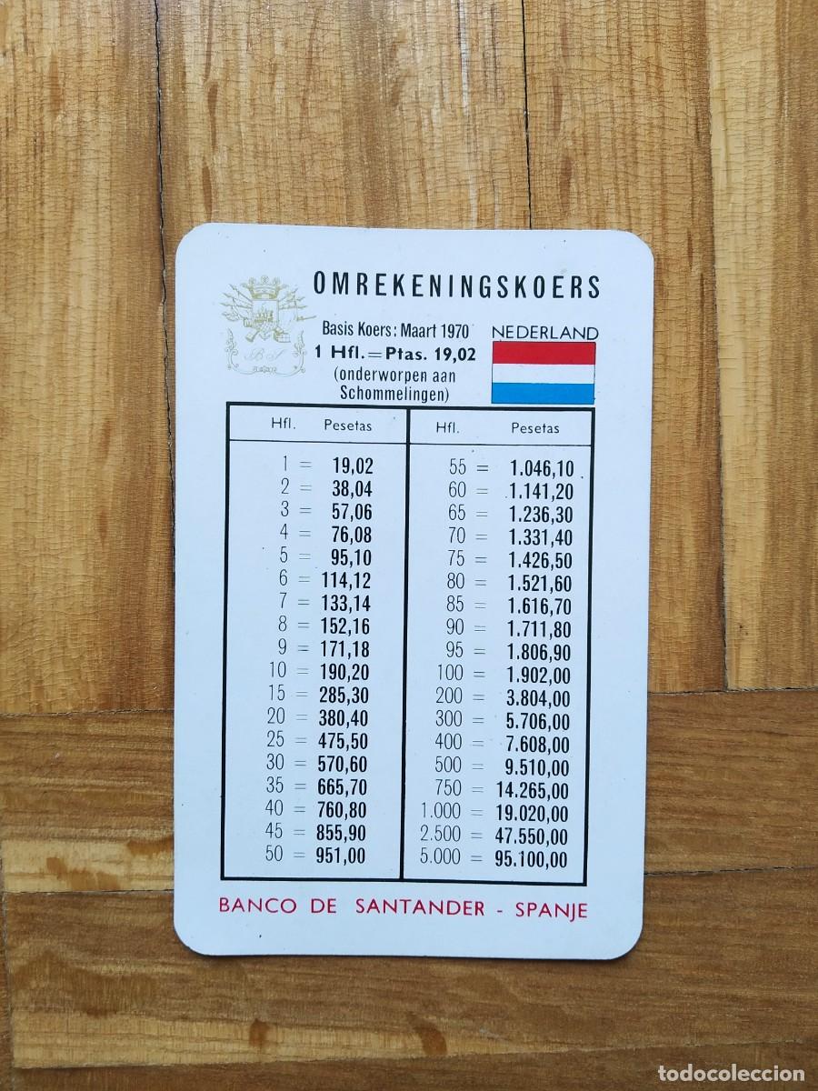 Documentos bancarios: TARJETA FOURNIER CONVERSION DE MONEDA BANCO DE SANTANDER NEDERLAND PAISES BAJOS VER FOTOS